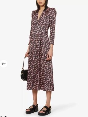 Sandro Billie Floral Print Midi Dress